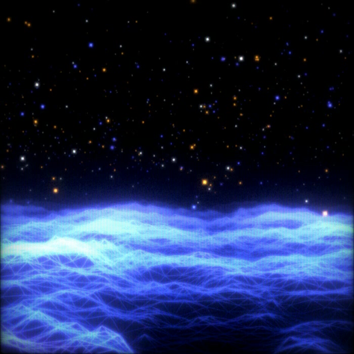 An audio-reactive space ocean made out of a procedurally generated Perlin noise terrain with a Buffer Point Geometry providing a gazillion stars.